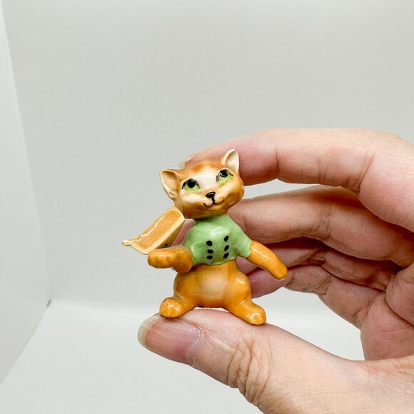 RARE HTF Vintage Early Hagen Renaker Kitten Cat Pie Orange Green Shirt - Picture 2 of 6